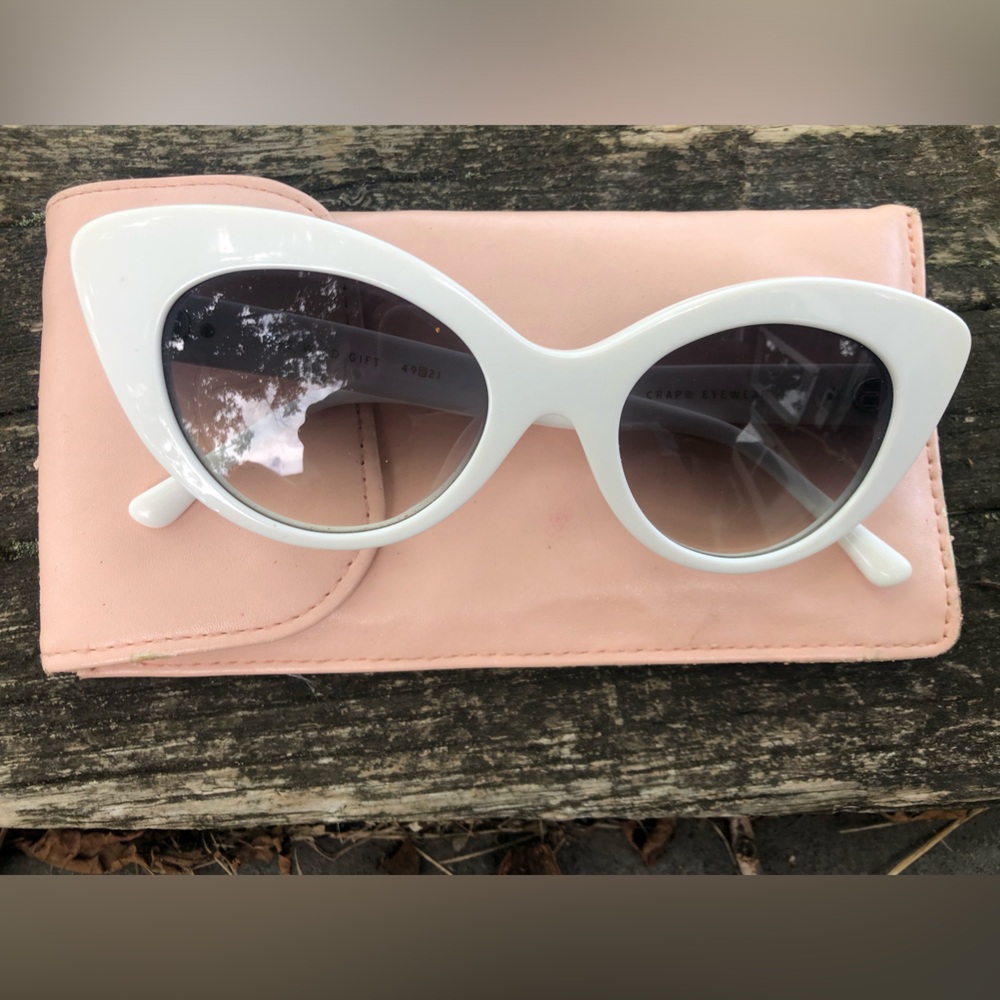 Crap Eyewear white cat eye polarized sunglasses